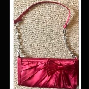Satin Red Handbag With Decorative Bow
